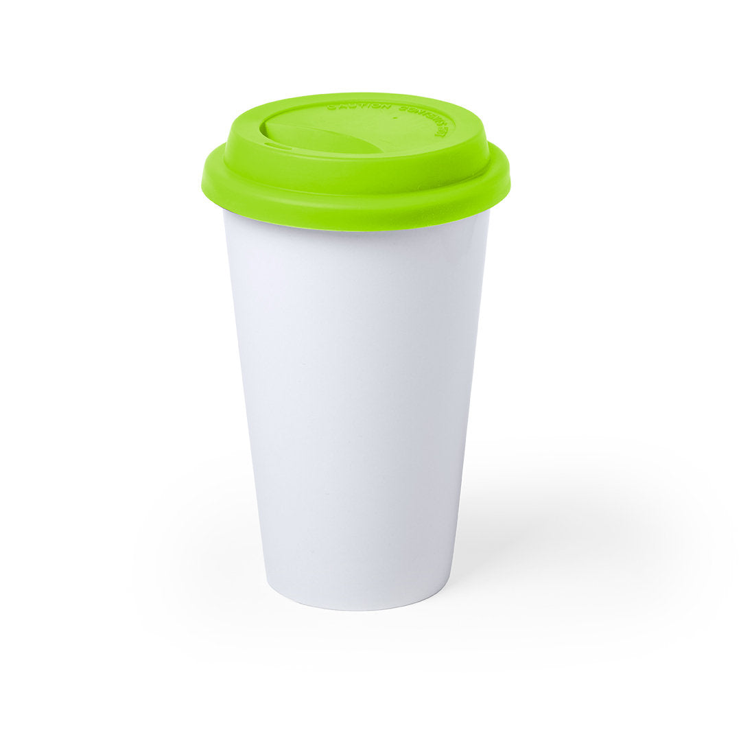 Mug blanc en céramique 400 ml KEYLOR vert et blanc