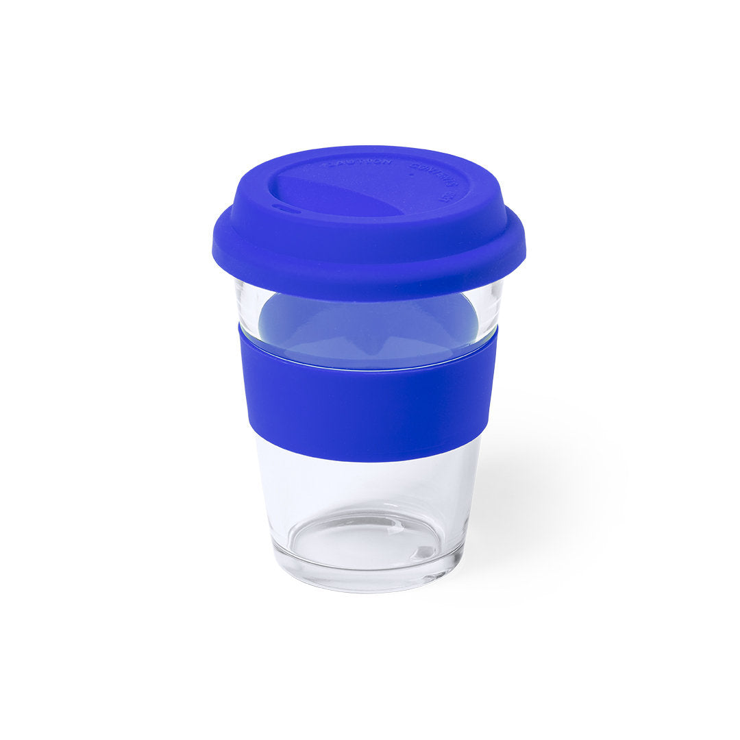 Verre avec couvercle en silicone DURNOX bleu personnalisable logo entreprise