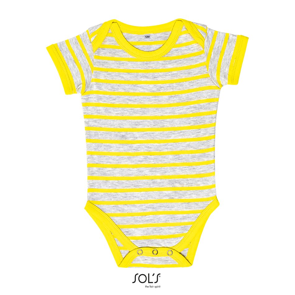 Body MILES BABY KIDS raye jaune et gris de face